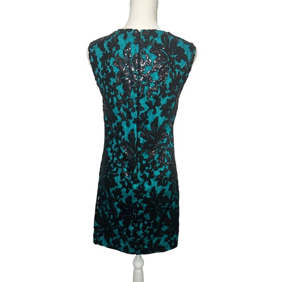 DIANE VON FURSTENBERG Jade Black Floral Sequin Shift Dress Size 6 NEW NWOT - Picture 7 of 10